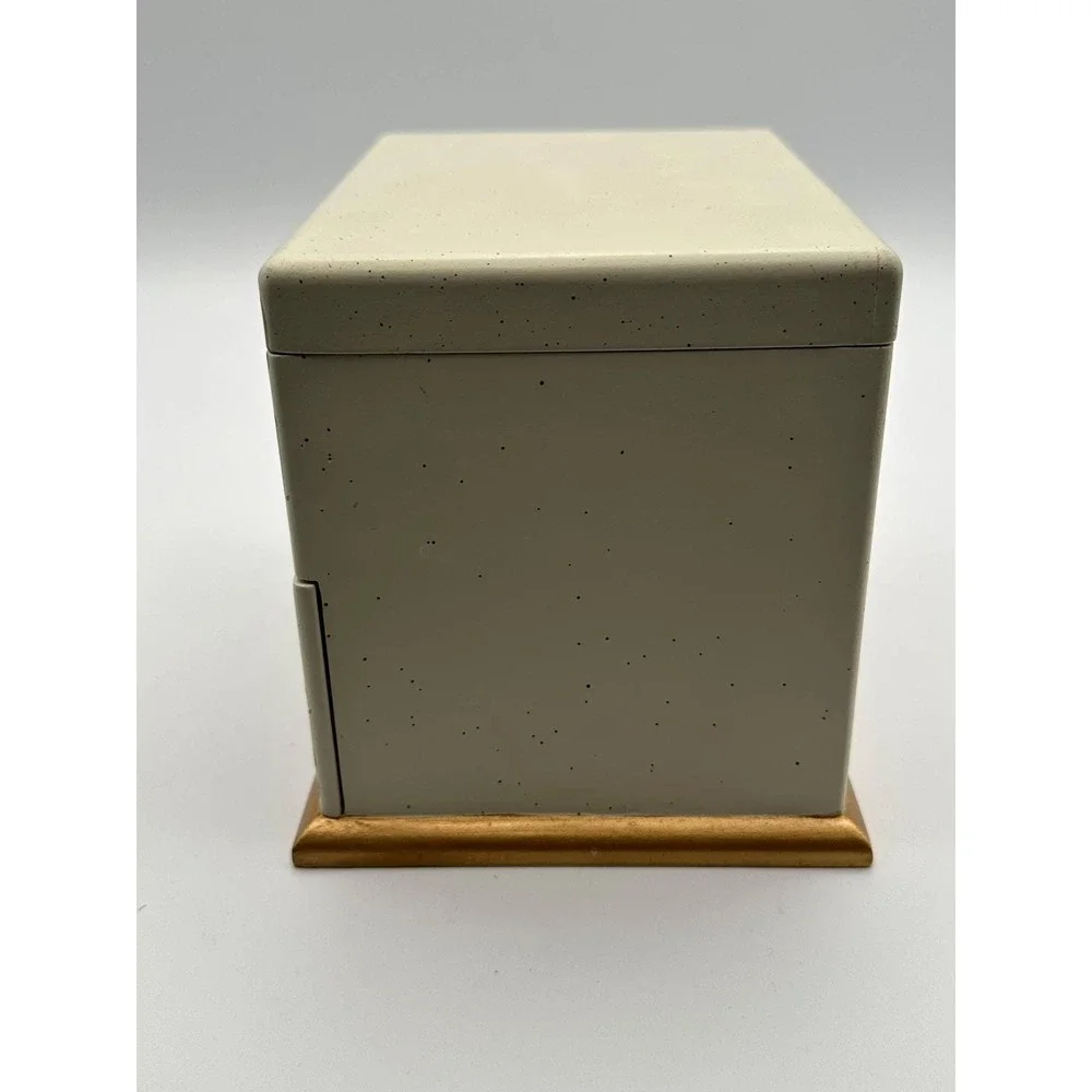 Vintage Floral Trinket Box Cream Jewelry Storage with Gold Base